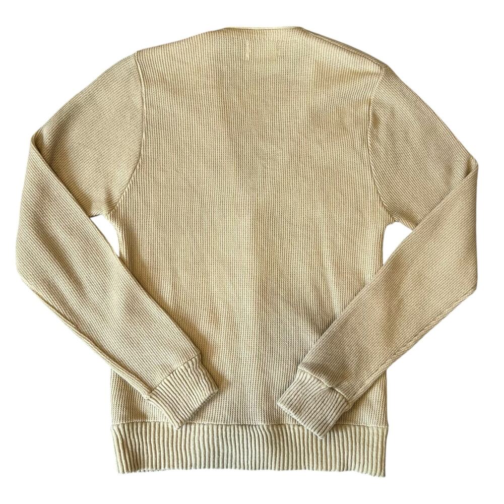 Vintage 70s Acrylic Gold Khaki Cardigan Sz Medium - Picture 2 of 13